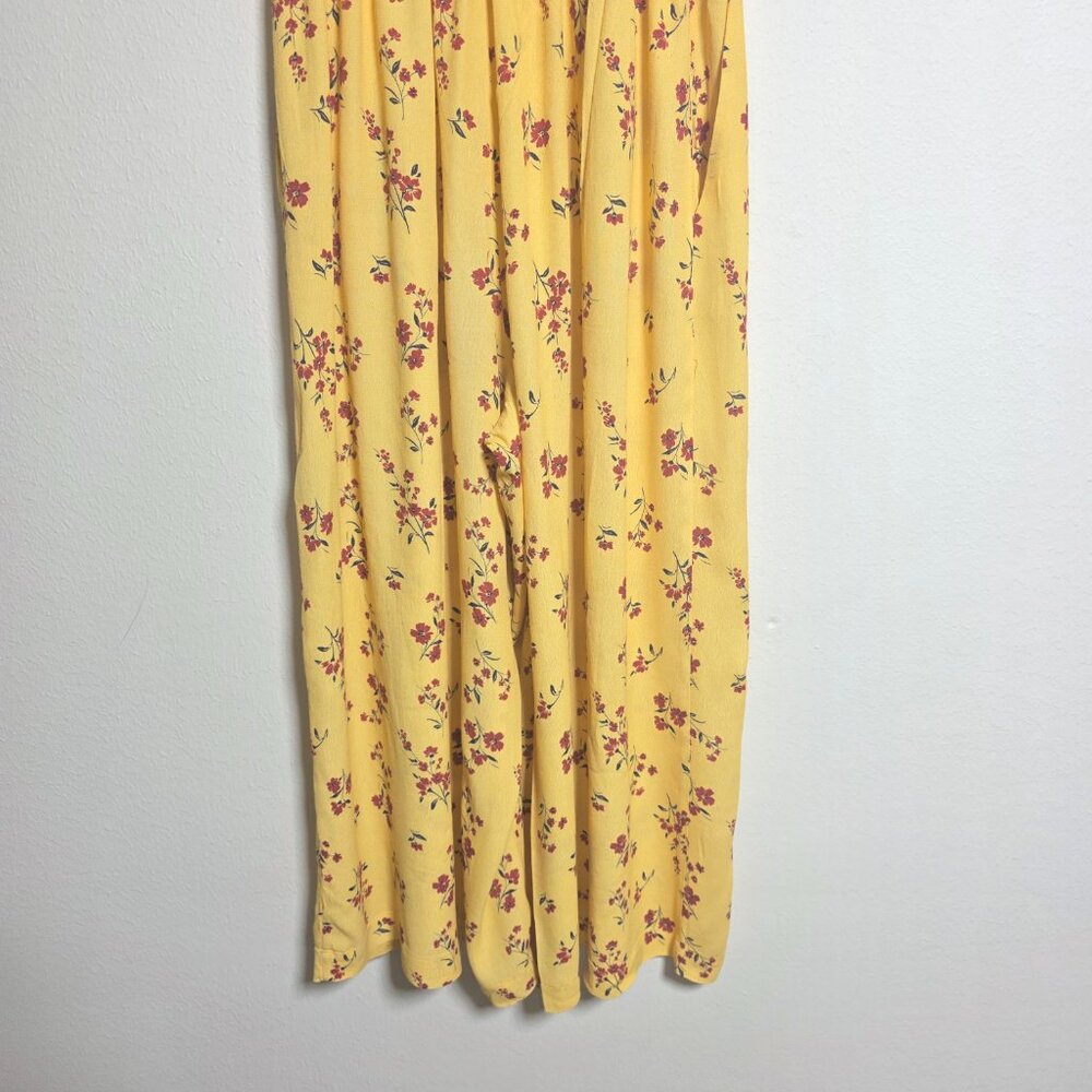 THAKOON Yellow Floral Sleeveless Back Button Closure Wide Leg Jumpsuit Size 6 - Picture 9 of 10